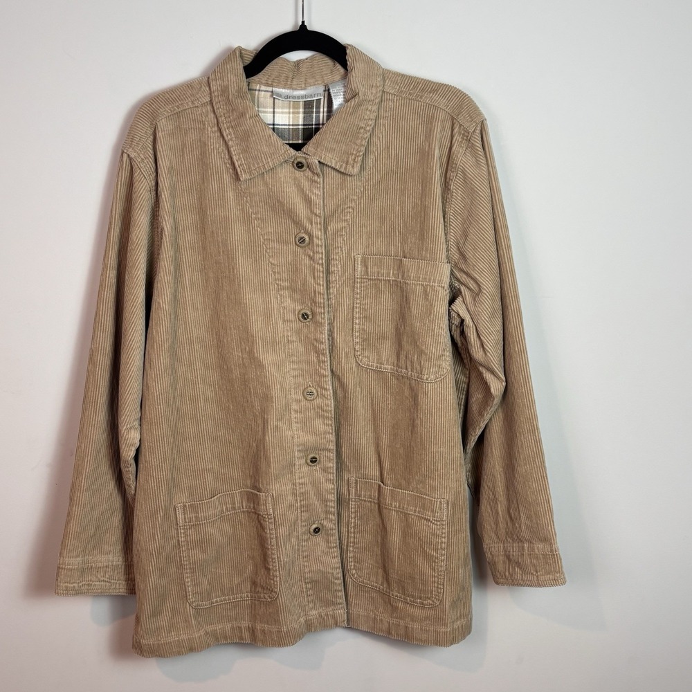 Vintage Dressbarn Women's Tan Corduroy Oversized Button up Jacket S Large 90's